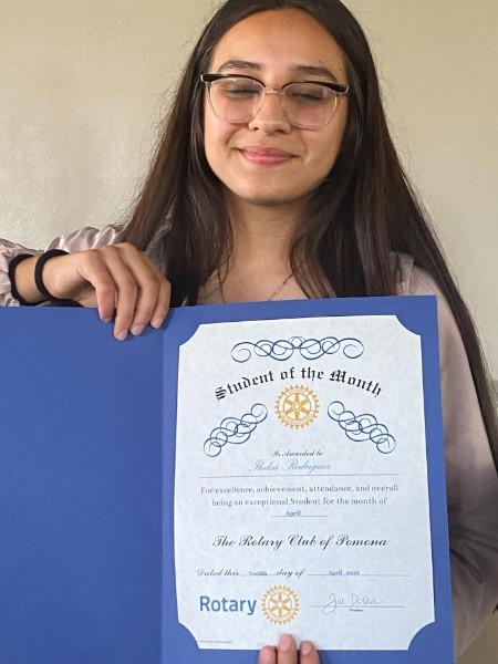 Ilezda Rodriguez Rotary Student of the Month